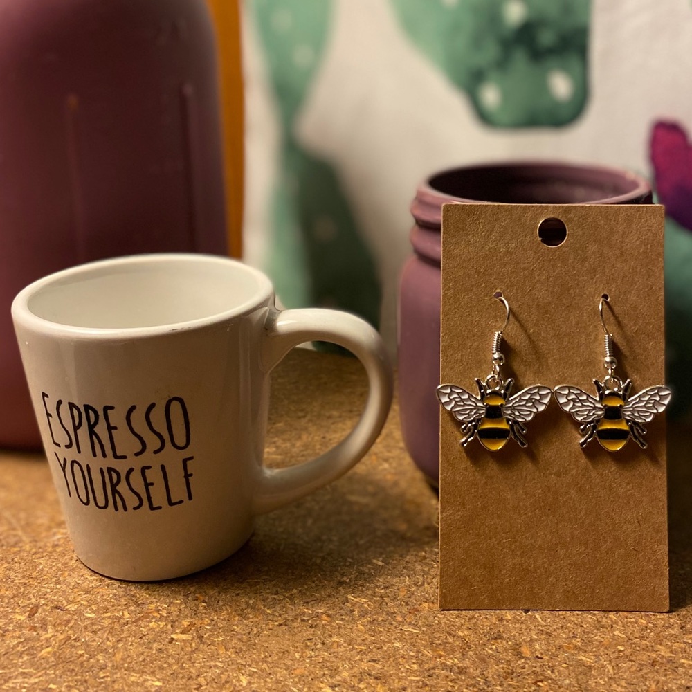 Enamel 1” Bee Earrings